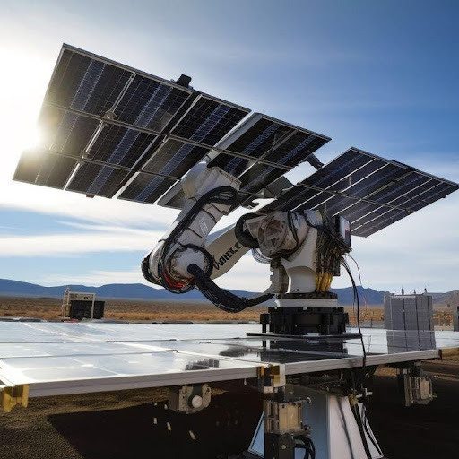 Zonnepaneeltracker met robotarm
