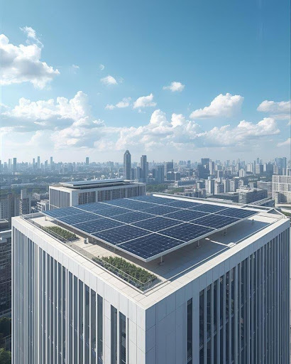 Commercieel gebouw met Perovskiet-zonnepanelen